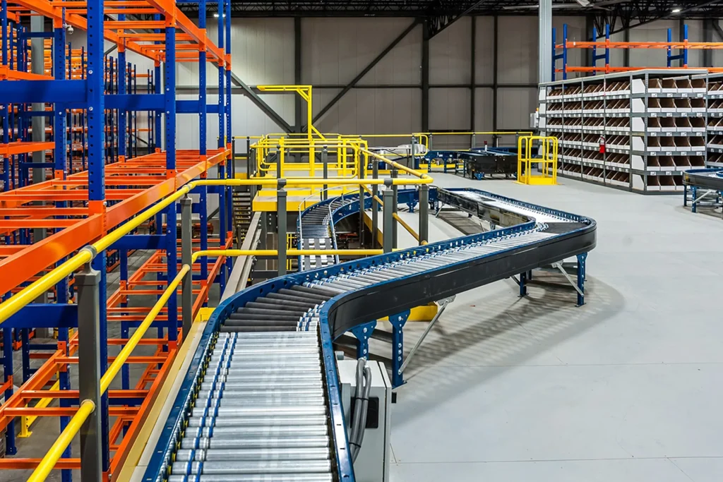 Pallet Rack Mezzanine with Conveyor Integration